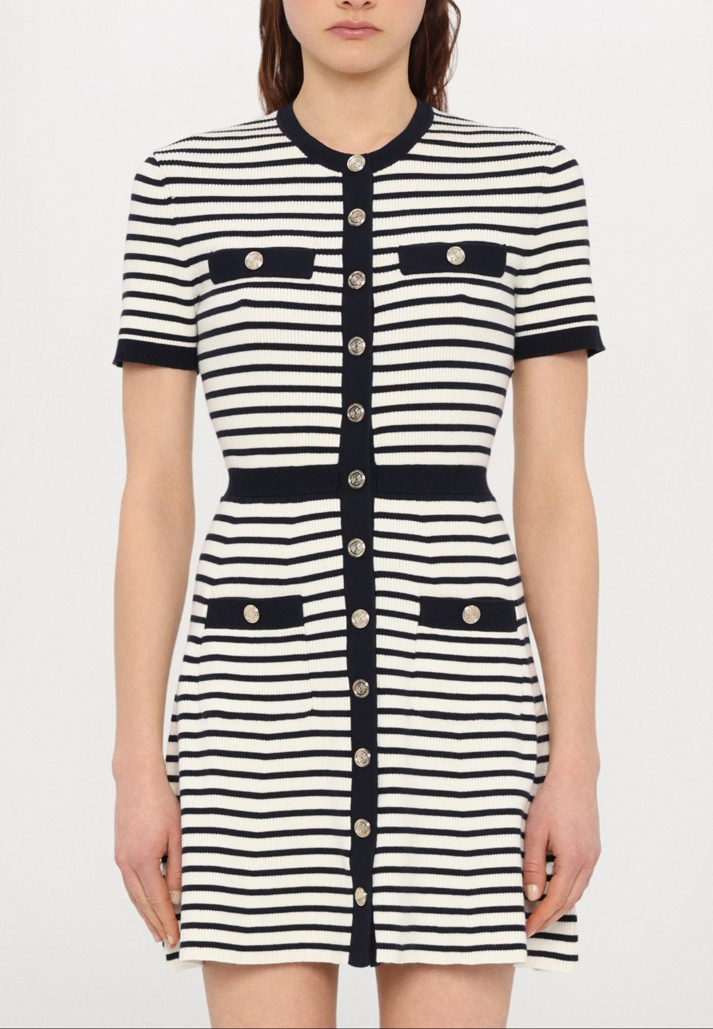 Denise Striped Button-Front Dress