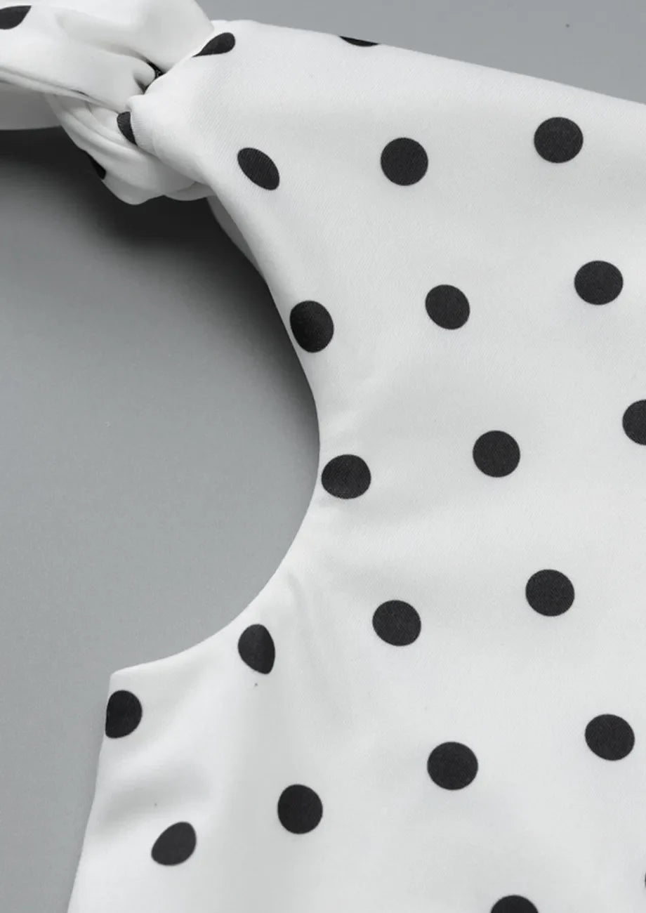 Eloise Asymmetric Polka-Dot Mini Dress