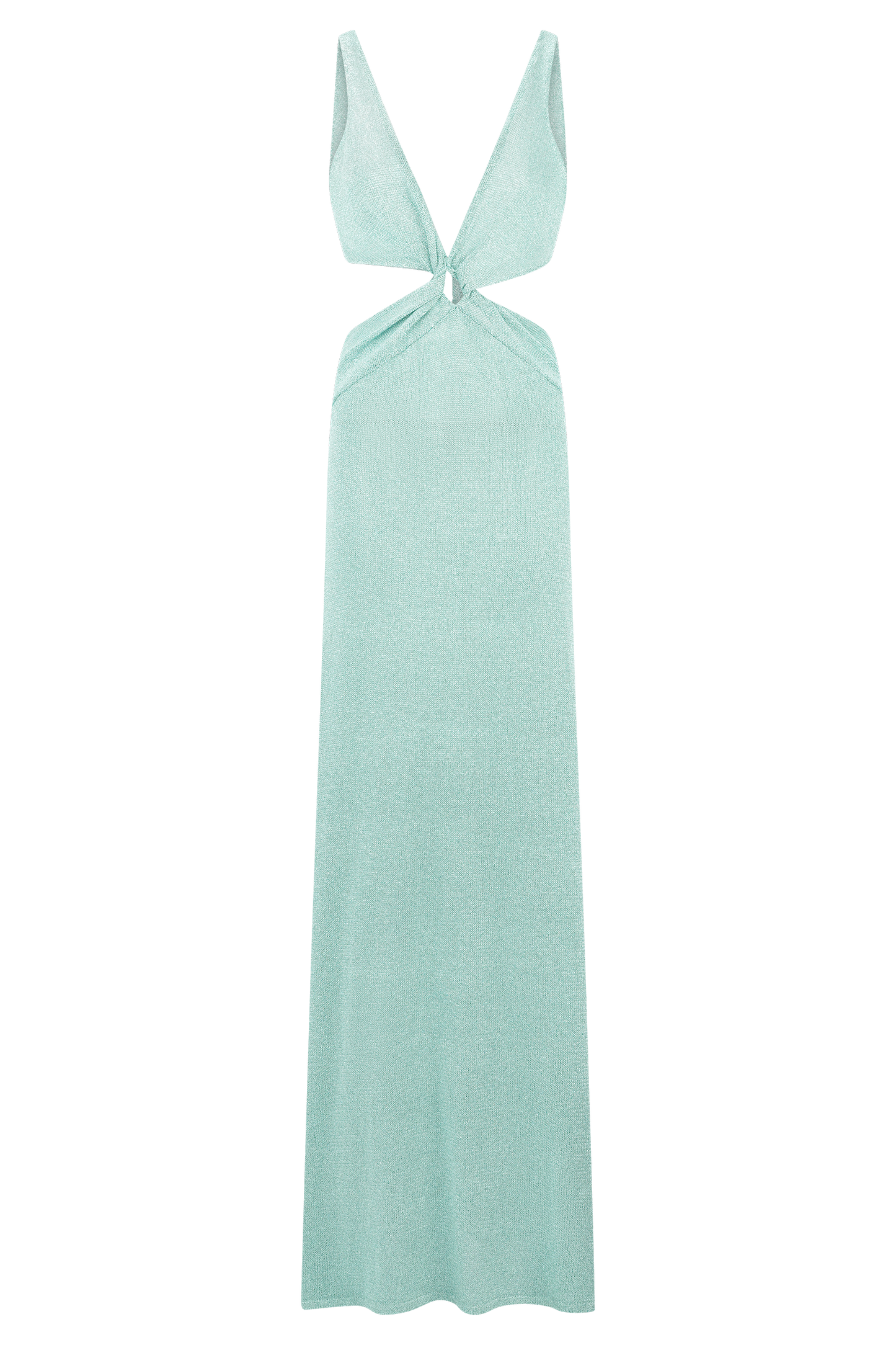 Gracelyn Twisted Metallic Knit Maxi Dress - Aqua