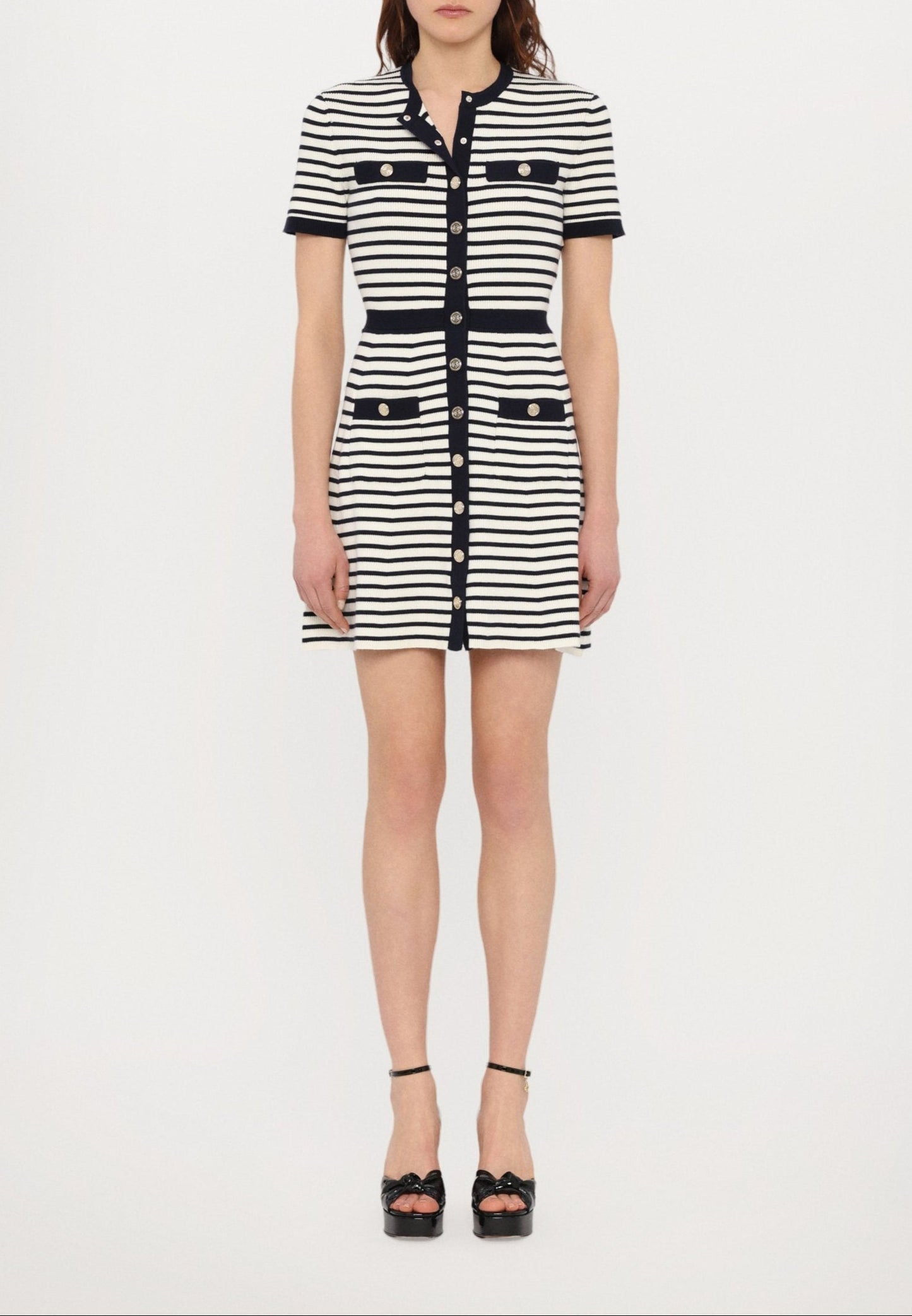 Denise Striped Button-Front Dress