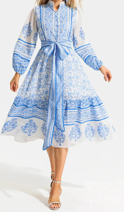 Carlee Floral Lantern Sleeve Midi Dress