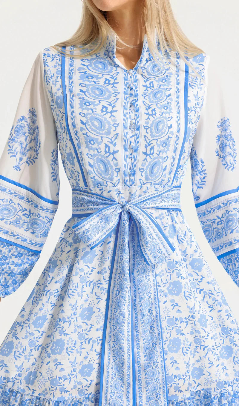 Carlee Floral Lantern Sleeve Midi Dress