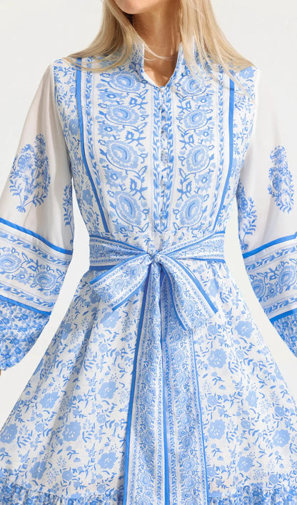 Carlee Floral Lantern Sleeve Midi Dress