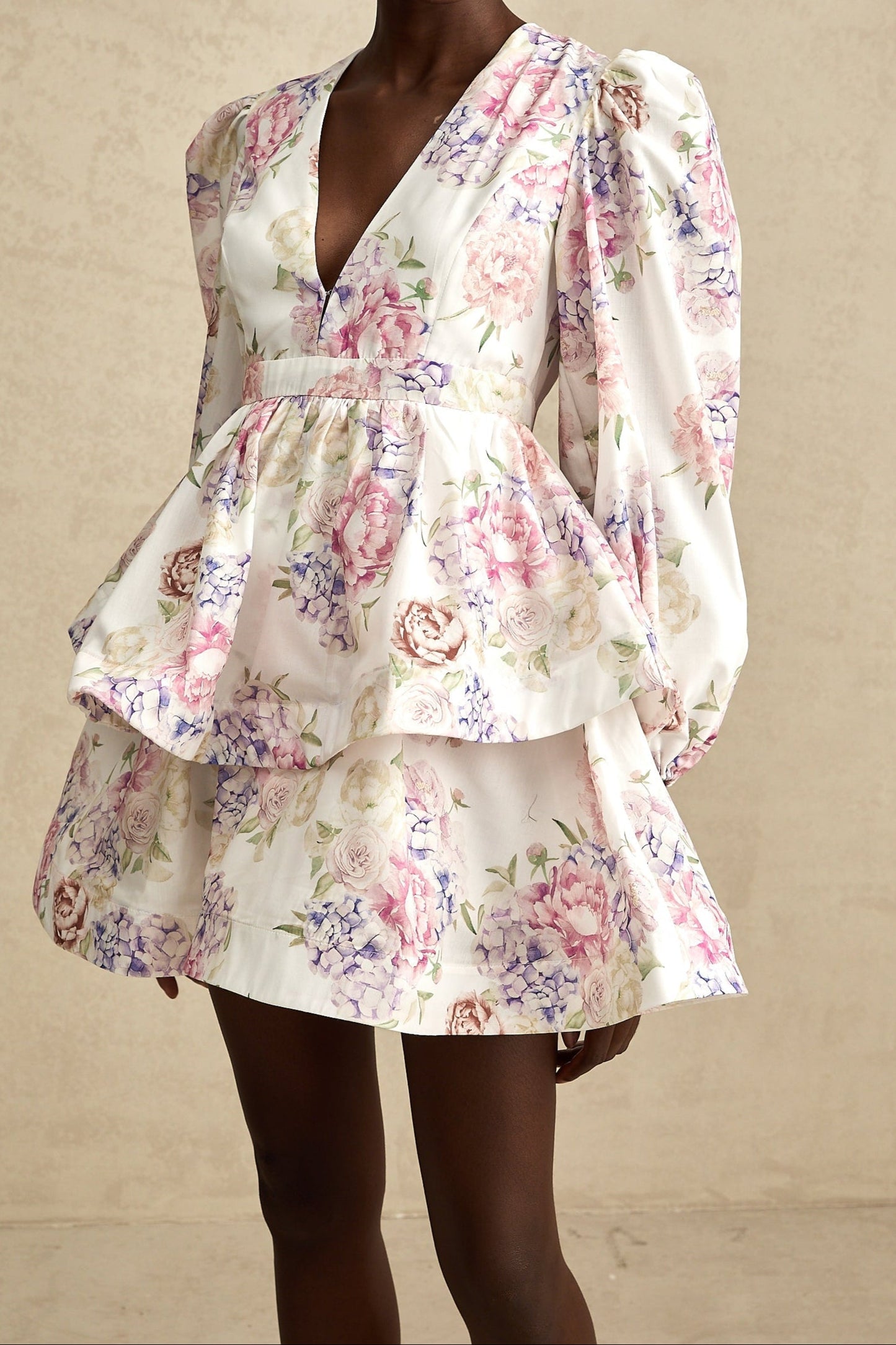 Alondra Floral Puff Sleeve Mini Dress
