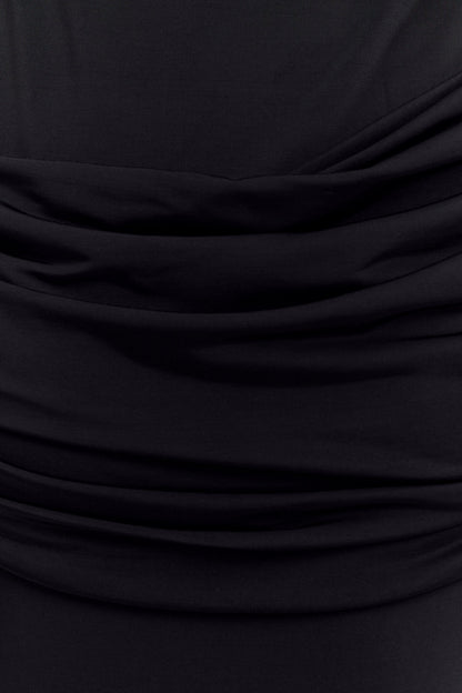 Henley Slinky Drape Maxi Dress - Black