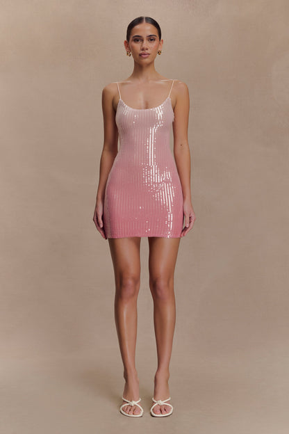 Mora Sequin Mini Dress - Ombre Pink