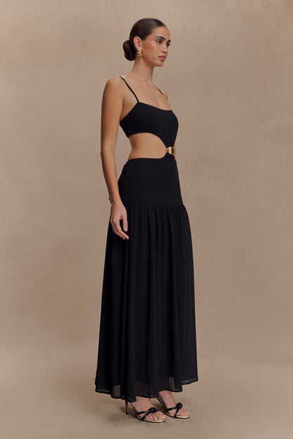 Georgina Chiffon Midi Dress - Black