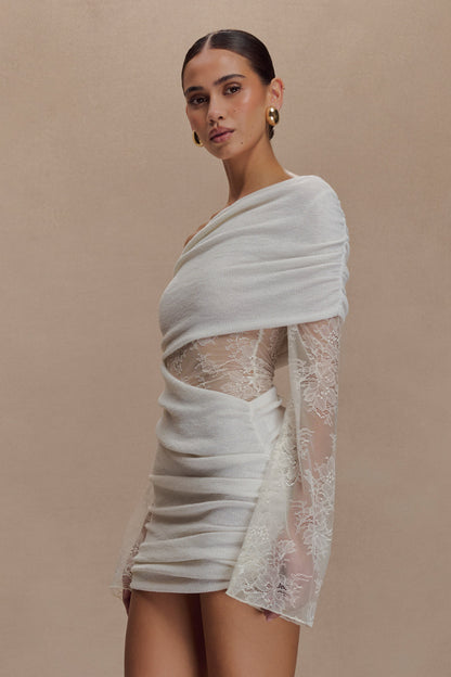 Luxie Lace Knit Mini Dress - Ivory