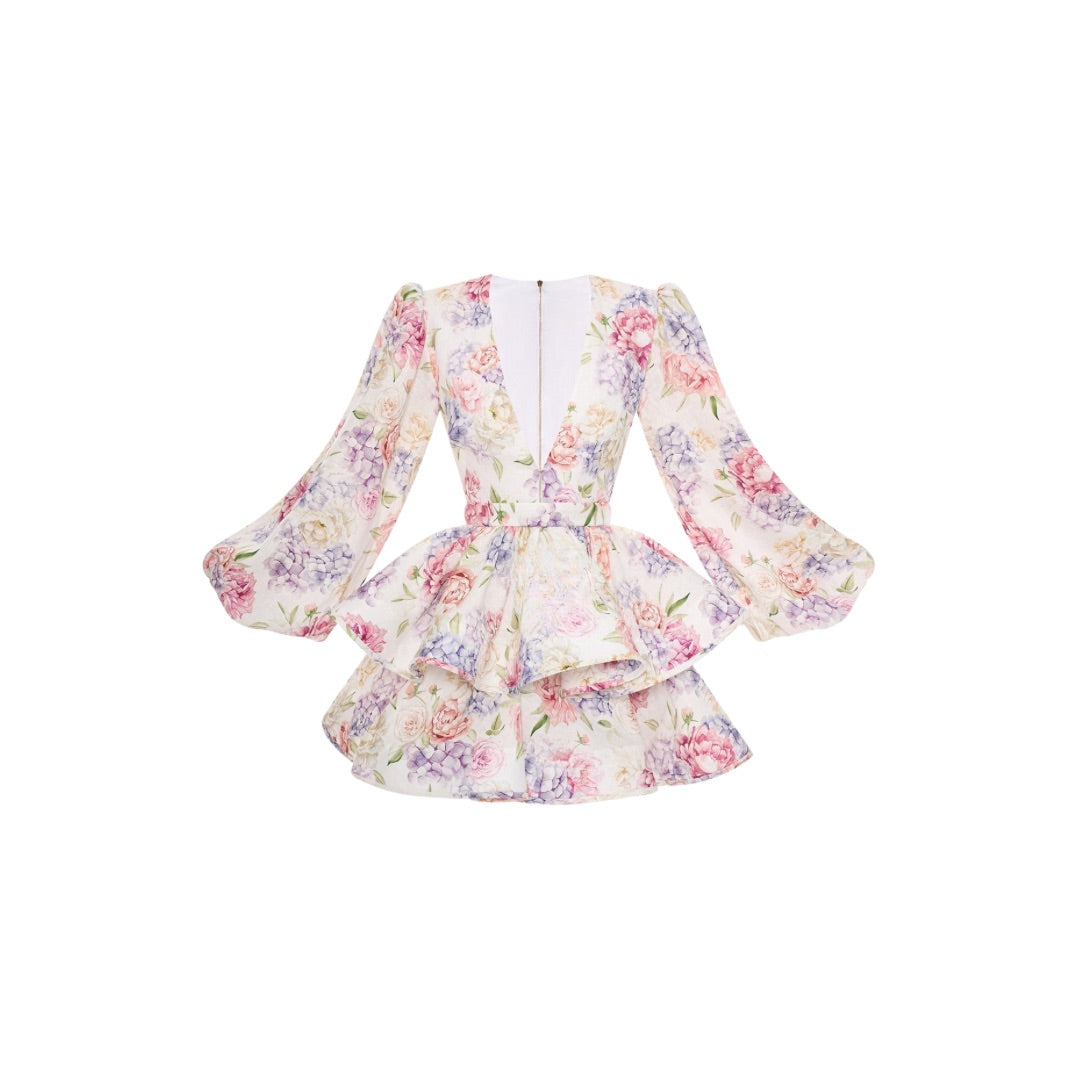 Alondra Floral Puff Sleeve Mini Dress