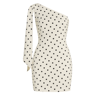 Eloise Asymmetric Polka-Dot Mini Dress