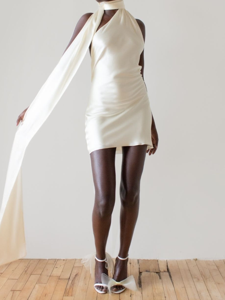Aphrodite Backless Satin Mini Dress