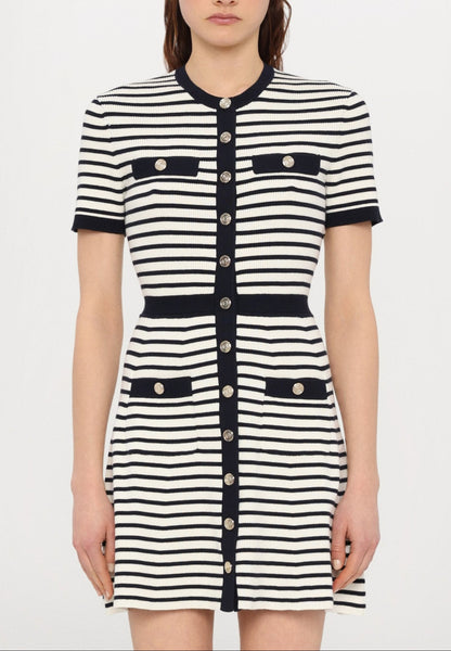 Denise Striped Button-Front Dress