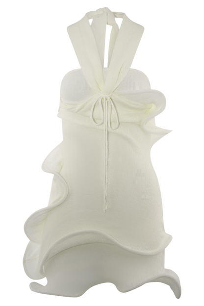 Caprice Halter Knit Mini Dress - White