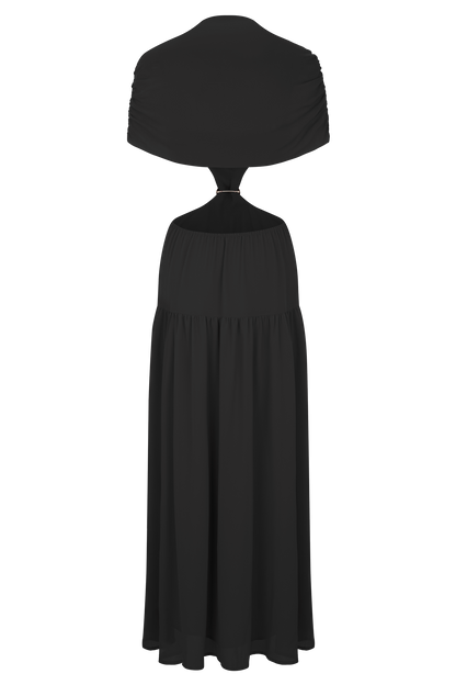 Georgina Chiffon Midi Dress - Black