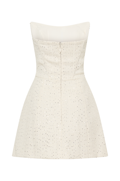Lorrie Tweed Corset Mini Dress - White