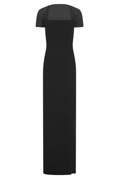 Wyatt Slinky And Mesh Maxi Dress - Black