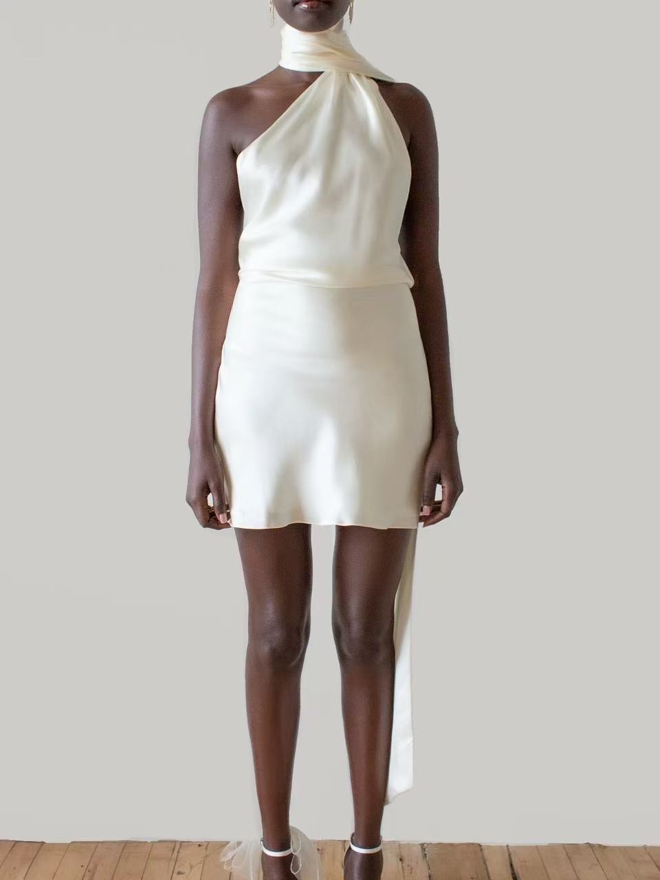 Aphrodite Backless Satin Mini Dress
