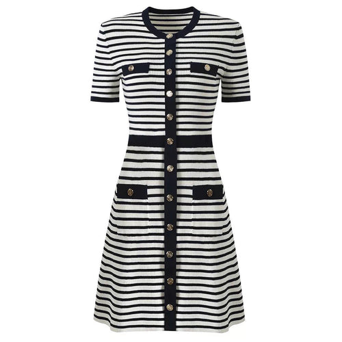 Denise Striped Button-Front Dress