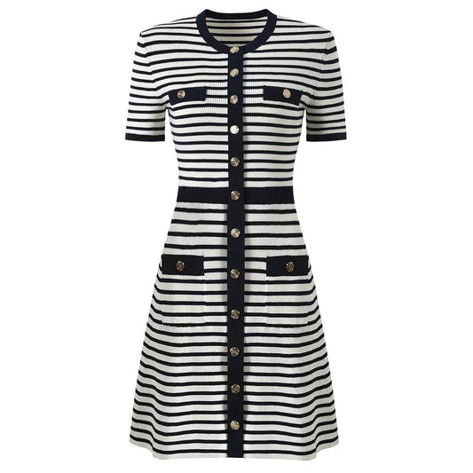 Denise Striped Button-Front Dress