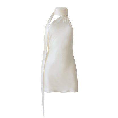 Aphrodite Backless Satin Mini Dress