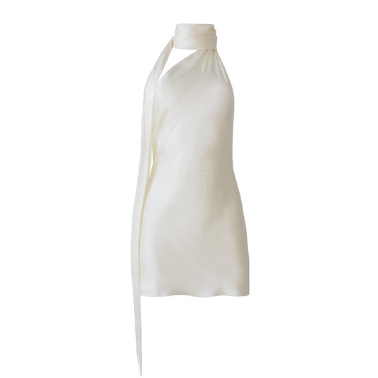 Aphrodite Backless Satin Mini Dress
