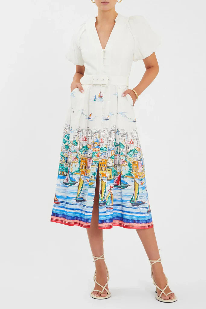 Portofina Puff Sleeve Shirt Dress