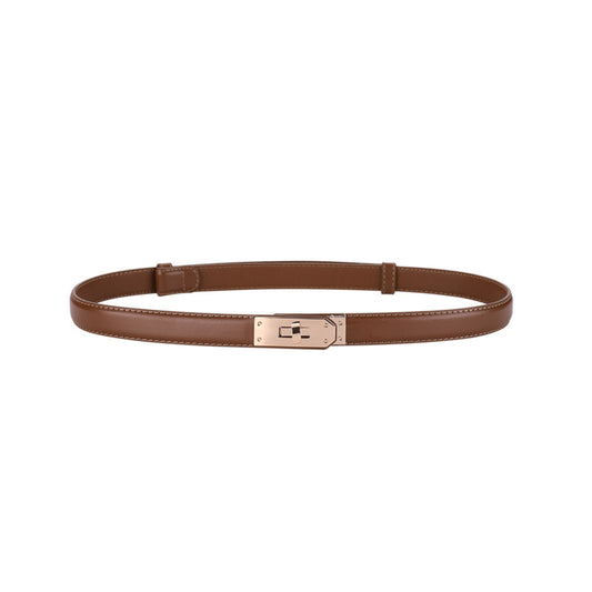 Clarissa Skinny Leather Buckle Belt