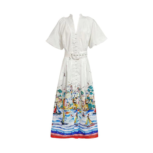 Portofina Puff Sleeve Shirt Dress