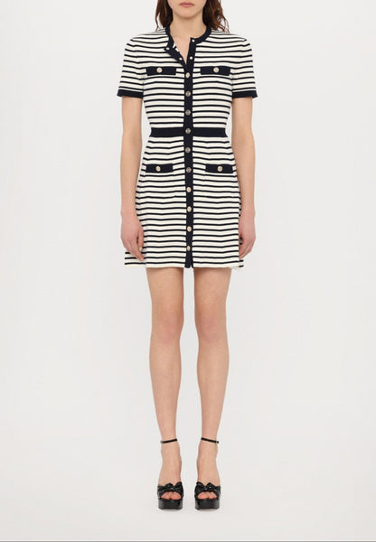 Denise Striped Button-Front Dress