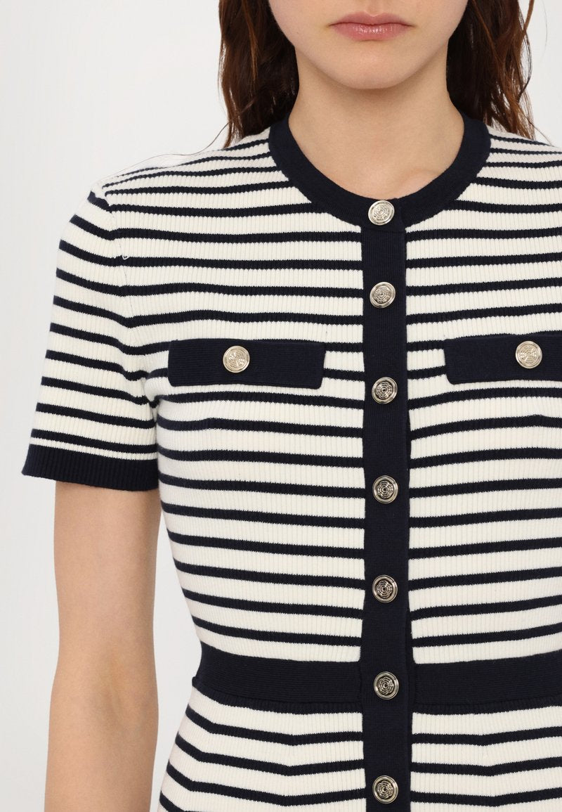 Denise Striped Button-Front Dress